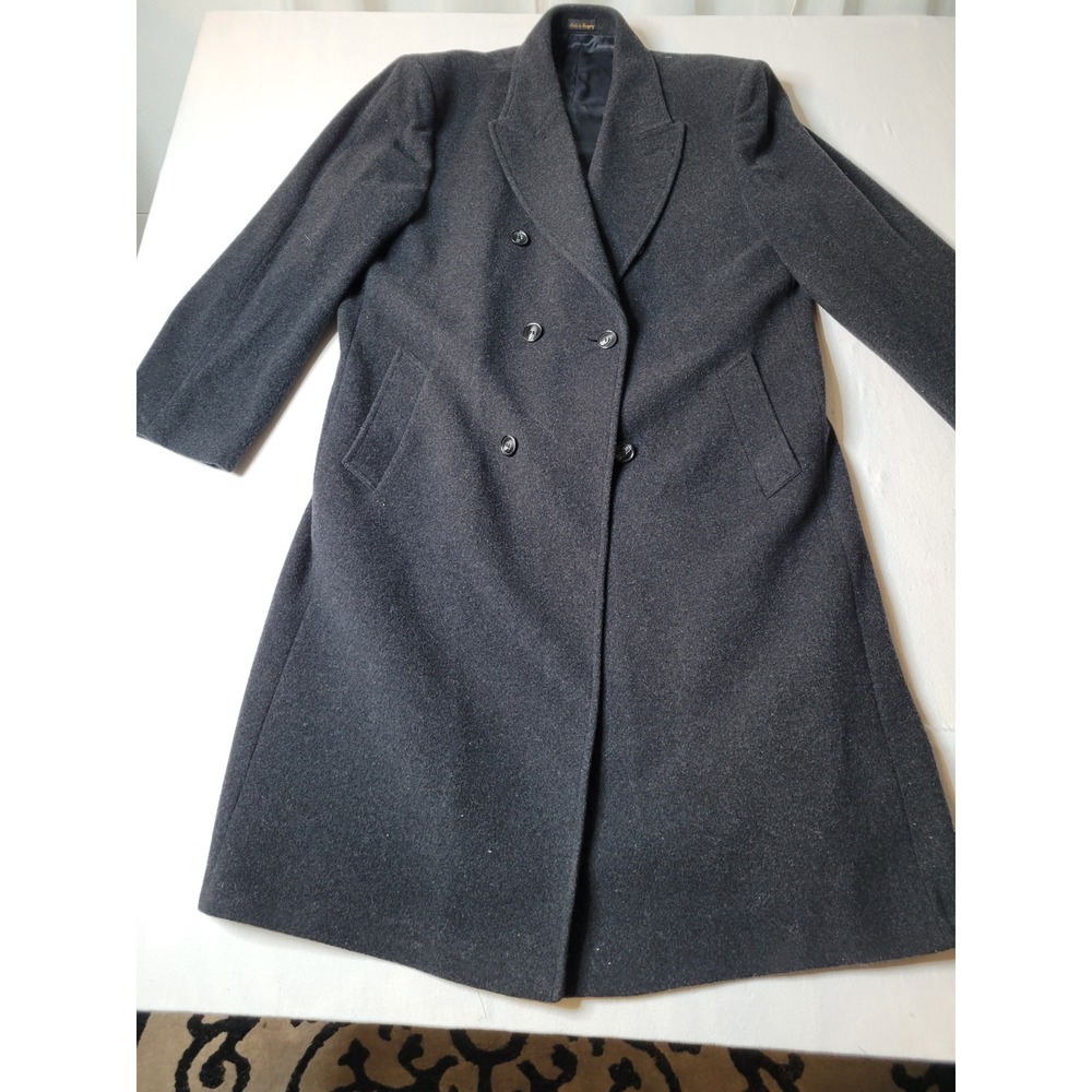 Virany Mens Charcoal Grey Wool Double Breasted Overcoat Trench Coat Size 42L